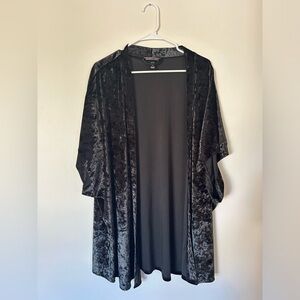 Victoria’s Secret Black Crushed Velvet Kimono Open Front Robe Cover Up